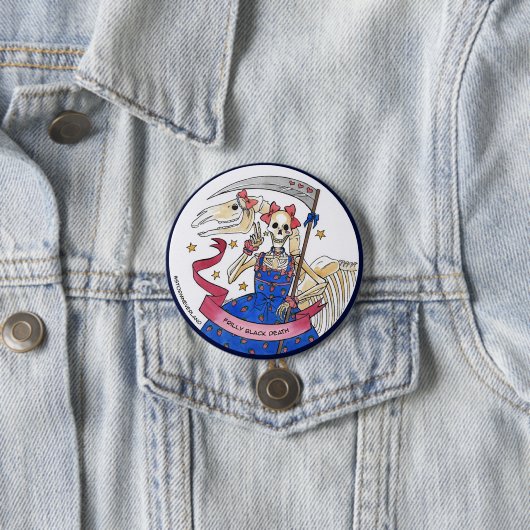 Frilly Black Death Ronde Button 7,6 Cm (In situ)