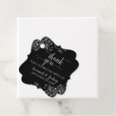 Frilly Black & Silver Grey Weddenschap Hartelijk d Bedankjes Labels (In situ)