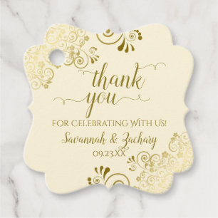 Frilly Corners Gold & Cream Wedding Dank u Bedankjes Labels