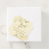 Frilly Corners Gold & Cream Wedding Dank u Bedankjes Labels (In situ)