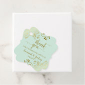 Frilly Corners Mint Green & Gold Wedding Bedankt Bedankjes Labels (In situ)