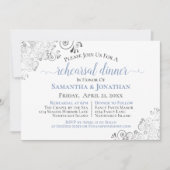 Frilly Elegant Blue Gray Wedding Rehearsal Dinner Kaart (Voorkant)