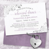 Frilly Elegant Lavender Wedding Rehearsal Dinner Kaart