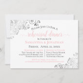 Frilly Elegant Roze Bruiloft repetitie diner Kaart (Voorkant)