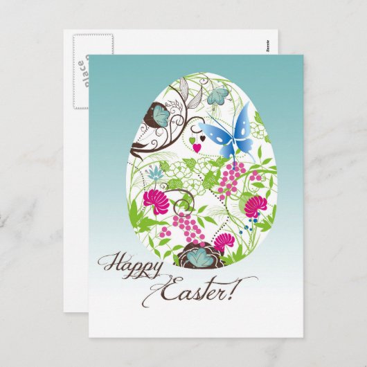 Frilly Florals Easter Egg Feestdagenkaart (Voorkant / Achterkant)