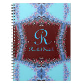 Frilly Fractals Blue Red Personalized Notitieboek (Voorkant)
