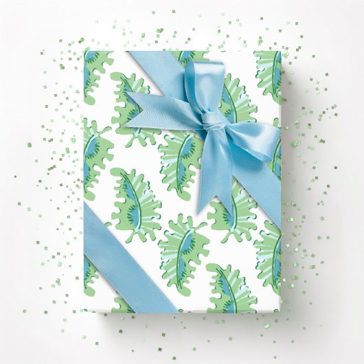 Frilly Frond in Green and Aqua Cadeaupapier