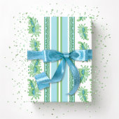 Frilly Frond Stripe in Green and Aqua Cadeaupapier