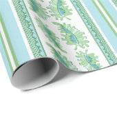 Frilly Frond Stripe in Green and Aqua Cadeaupapier (Rol Hoek)