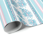 Frilly Frond Stripe in Pink and Aqua Cadeaupapier (Rol Hoek)