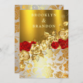 Frilly Gold Burgundy Maroon Simple Elegant Wedding Kaart (Voorkant / Achterkant)