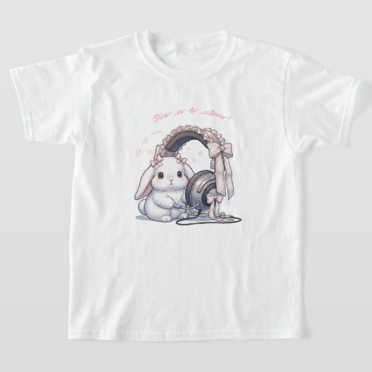 Frilly Headphone Bunny - Lovely Music Lover Kawaii T-shirt (Laagn)