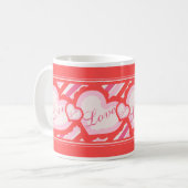 Frilly Hearts Red en Roze Love Valentijnsdag Koffiemok (Voorkant links)