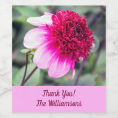 Frilly Pink en Magenta Dahlia Wijn Etiket (Enkel label)