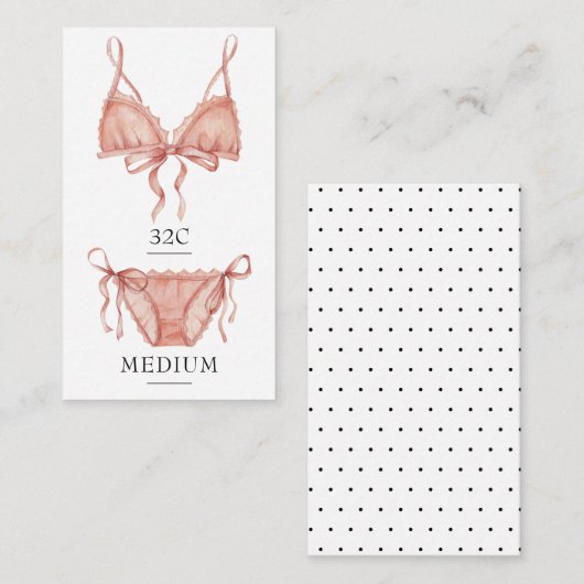 Frilly Pink Lingerie Groottekaart Informatiekaartje (Voorkant / Achterkant)