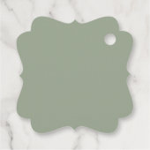 Frilly Sage Green & Silver Grey Weddenschap Dank j Bedankjes Labels (Achterkant)