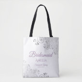 Frilly Silver & Lavender Bridesmaid White Wedding Tote Bag (Voorkant)
