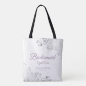 Frilly Silver & Lavender Bridesmaid White Wedding Tote Bag (Achterkant)