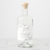 Frilly Silver Lavender & White Weddenschap Bedankt Likeurfles Etiket (Voorkant)
