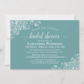 Frilly White Lace over Blauwgroen Elegant Vrijgeze Kaart (Voorkant)