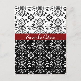 Frilly Zwart, Wit en Rood Save the Date Briefkaart