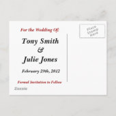 Frilly Zwart, Wit en Rood Save the Date Briefkaart (Achterkant)