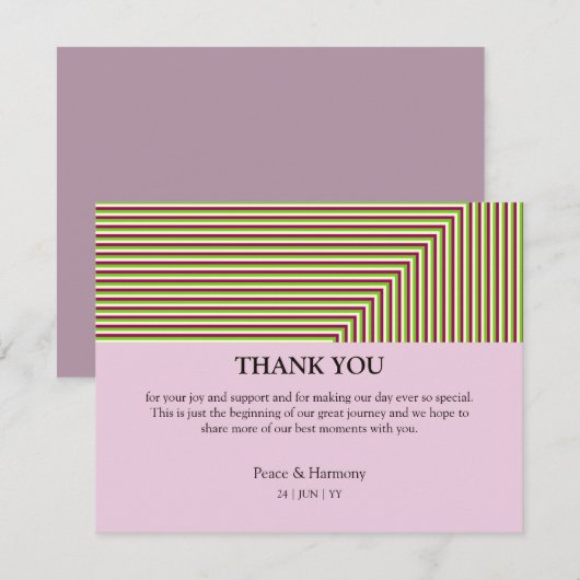 Fringe Stripes Lila Hartelijk dank Bedankkaart (Voorkant / Achterkant)