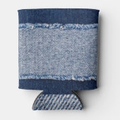 Fringed denim blue jeans lijst. blikjeskoeler (Voorkant)