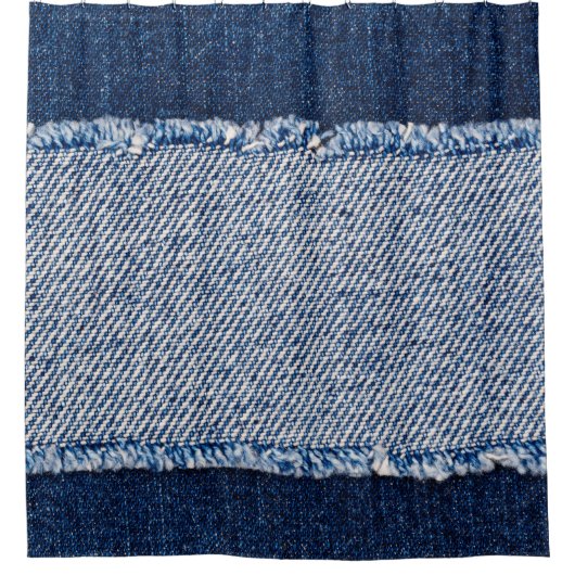 Fringed denim blue jeans lijst. douchegordijn (Voorkant)