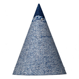 Fringed denim blue jeans lijst. feesthoedjes