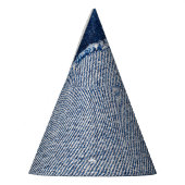 Fringed denim blue jeans lijst. feesthoedjes (Links)