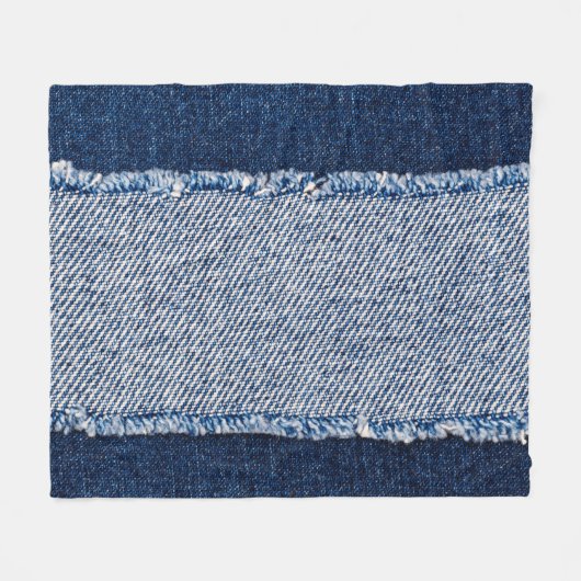 Fringed denim blue jeans lijst. fleece deken (Voorkant (Horizontaal))