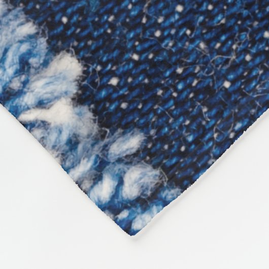 Fringed denim blue jeans lijst. fleece deken (Hoek)