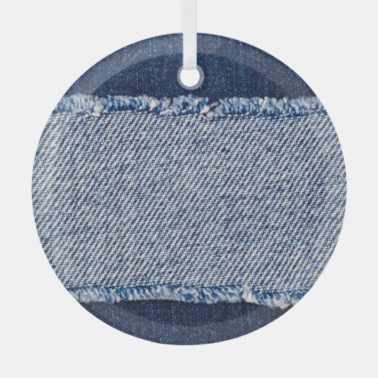 Fringed denim blue jeans lijst. glas ornament (Voorkant)