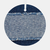 Fringed denim blue jeans lijst. glas ornament (Achterkant)
