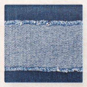 Fringed denim blue jeans lijst. glazen onderzetter