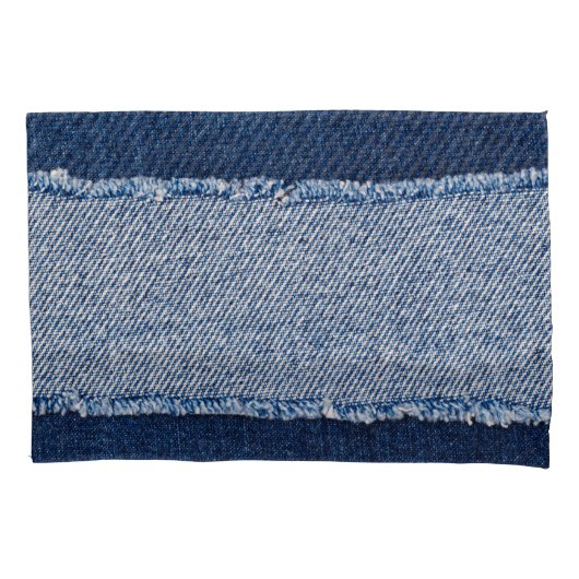 Fringed denim blue jeans lijst. kussensloop (Voorkant)