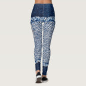 Fringed denim blue jeans lijst. leggings (Achterkant)