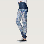 Fringed denim blue jeans lijst. leggings (Links)