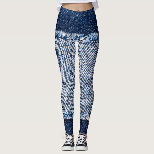 Fringed denim blue jeans lijst. leggings (Voorkant)