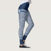 Fringed denim blue jeans lijst. leggings (Rechts)