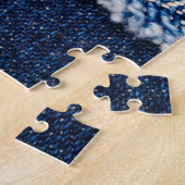 Fringed denim blue jeans lijst. legpuzzel (Zijkant)