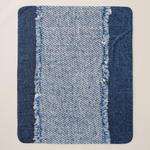 Fringed denim blue jeans lijst. sherpa deken