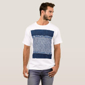 Fringed denim blue jeans lijst. t-shirt (Voorkant volledig)