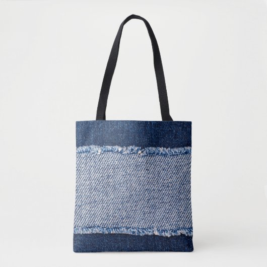 Fringed denim blue jeans lijst. tote bag (Voorkant)