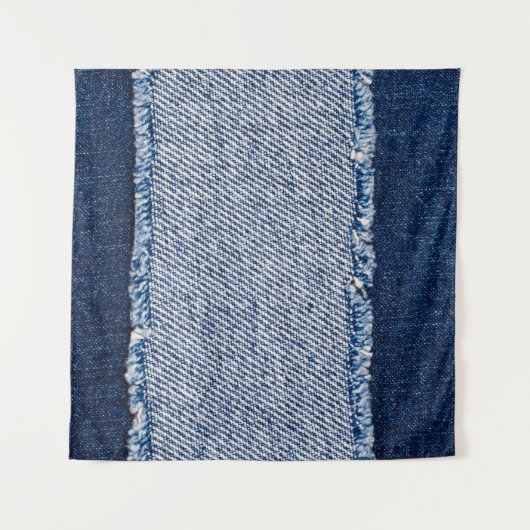 Fringed denim blue jeans lijst. wandkleed (Voorkant (horizontaal))