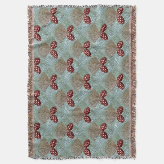 Fringed Gooi deken met Pinecone (Voorkant Verticaal)