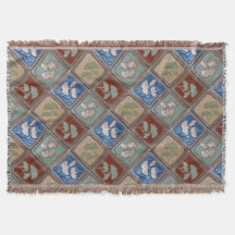 Fringed Throw deken met tekenwerktuig gingko print