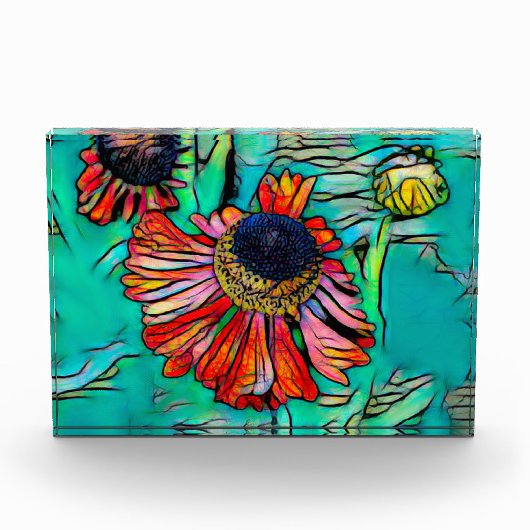 Fringy Helenium met een Glas in lood look Fotoblokken (Voorkant)