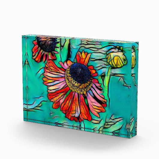 Fringy Helenium met een Glas in lood look Fotoblokken (Rechts)